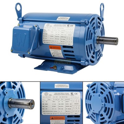 3 HP 3 Phase Electric Motor 1800 RPM 182T Frame ODP Open Drip Proof  230/460V