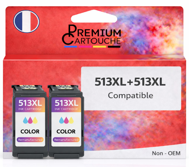Cartouche Canon CL513 compatible pack de 2 jet d encre couleur pour imprimante Pixma