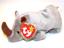 Ty Beanie Baby Spike the Rhino Gray Stuffed Animal 1996 P.V.C. Pellets Vintage