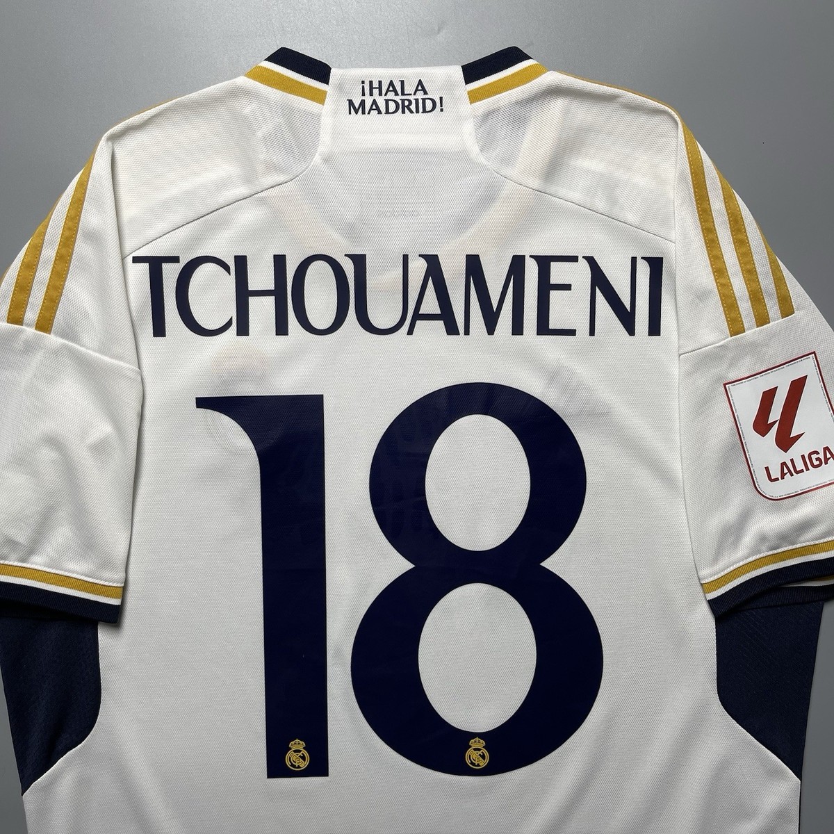 REAL MADRID ADIDAS 2023/2024 FOOTBALL HOME JERSEY #18 TCHOUAMENI