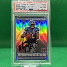 PSA 7 AUTO 9  POP 2 2009 TOPPS PLATINM 125 MATTHEW STAFFORD REFRACTOR RC PSA/DNA