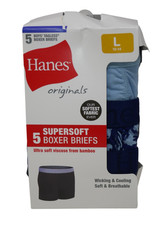 Hanes Originals Boys' SuperSoft Boxer Brief Assorted Underwear 5-Pack NEW