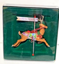 Enesco Carousel Reindeer #55808 Season's Greeting 1985 Christmas Ornament