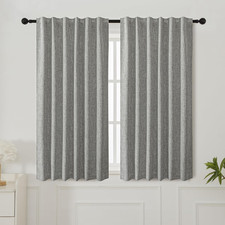 Faux Linen Knotted Texture Blackout Curtains - 100 Light Blocking, Noise Reduci