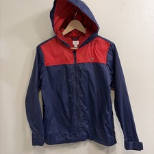 Vineyard Vines Jacket Youth Large 12/14 Blue Red Hooded Windbreaker Mesh Lined
