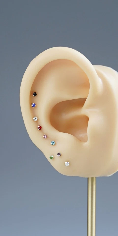 Argento Sterling 1.5mm Trasparente / Opale Rotondo 4 Piedini Cz Orecchini a Lobo - Immagine 4 di 4