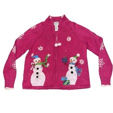 Vintage Heirloom Collectibles Christmas Collection Snowman Cardigan Sweater PS
