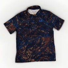 Under Armour Playoff 3.0 Golf Polo Shirt Large Navy Printed UPF40 Stretch