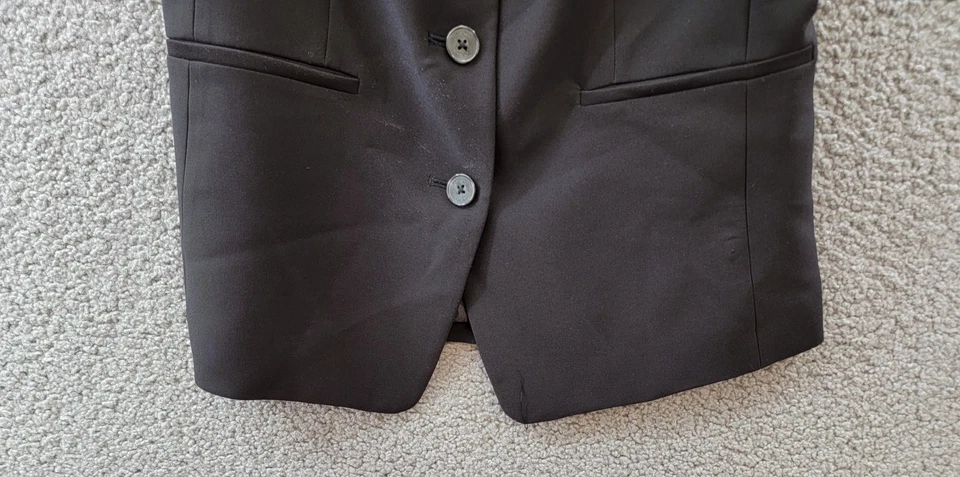 DKNY 女式无袖方领纽扣前衬衫 4 码黑色纽扣闭合 — 第 4/4 张图片