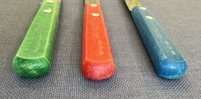 Set of 3 Vintage L'ECONOME INOX FRANCE Paring Knives Blue, Red