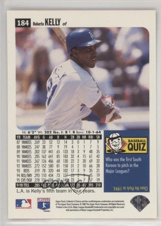 1996 Upper Deck Collector's Choice Gold Foil Signature Roberto Kelly #184 - Image 2 of 2