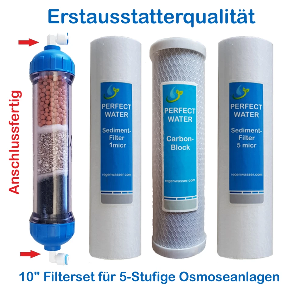 Filterset 10" Mineral Alkali Kohle Sedimentfilter 1 micr 5 micr Carbonblock