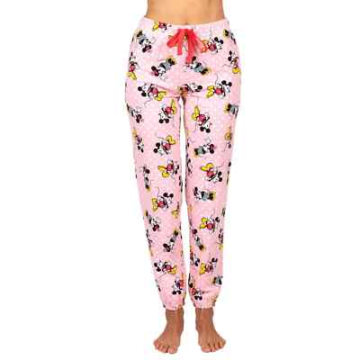 Disney Mickey Mouse Women's Pajama Pants Sleepwear Lounge Jogger Pink L 