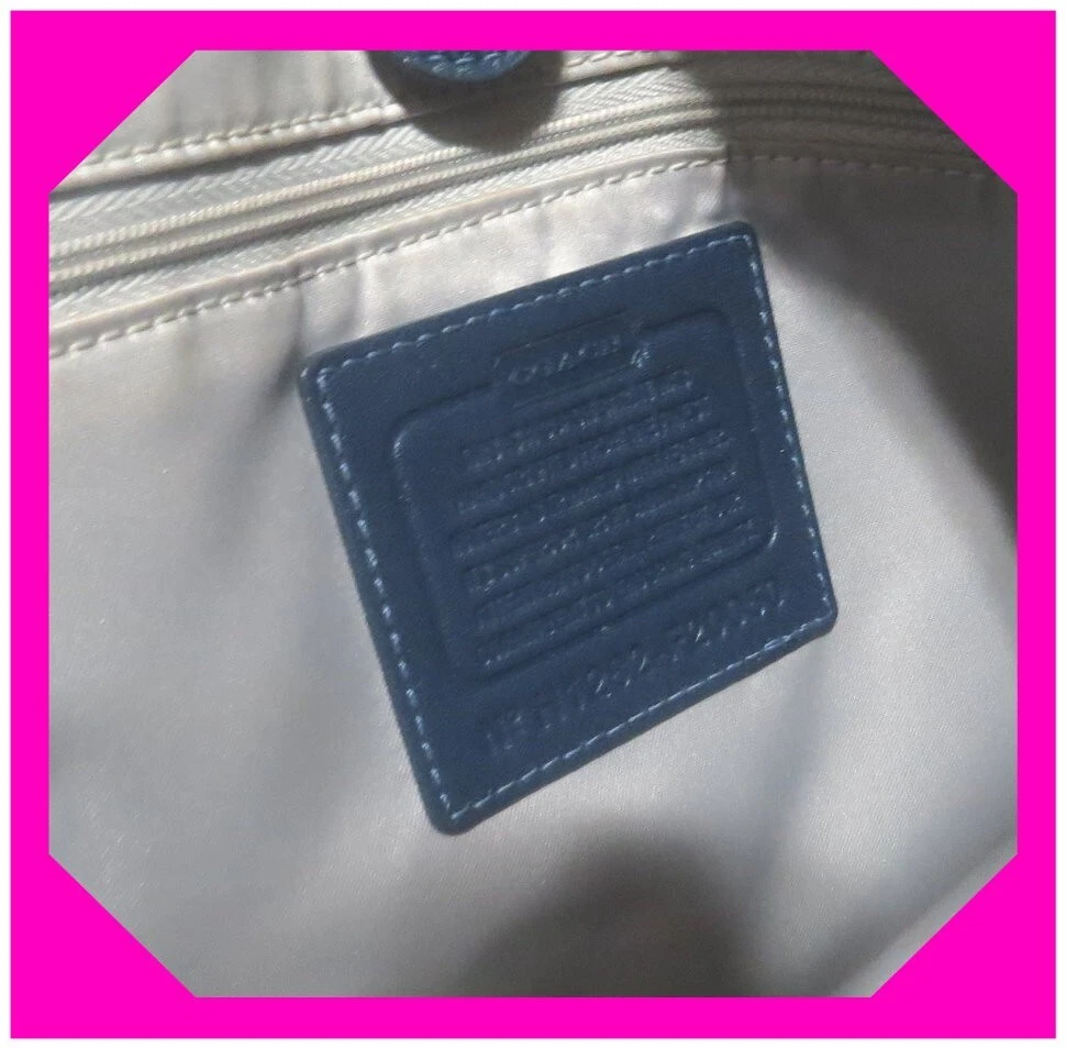 Borsa COACH MADISON Raccolta Borsone BLU Tessuto Brevetto Bellissima Preloved