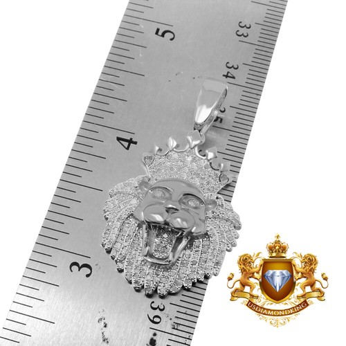 Mens Genuine Diamond 0.75 Cwt. Lion Head Pendent Charm Chain Set 10K Gold Finish - 第 4/6 張圖片