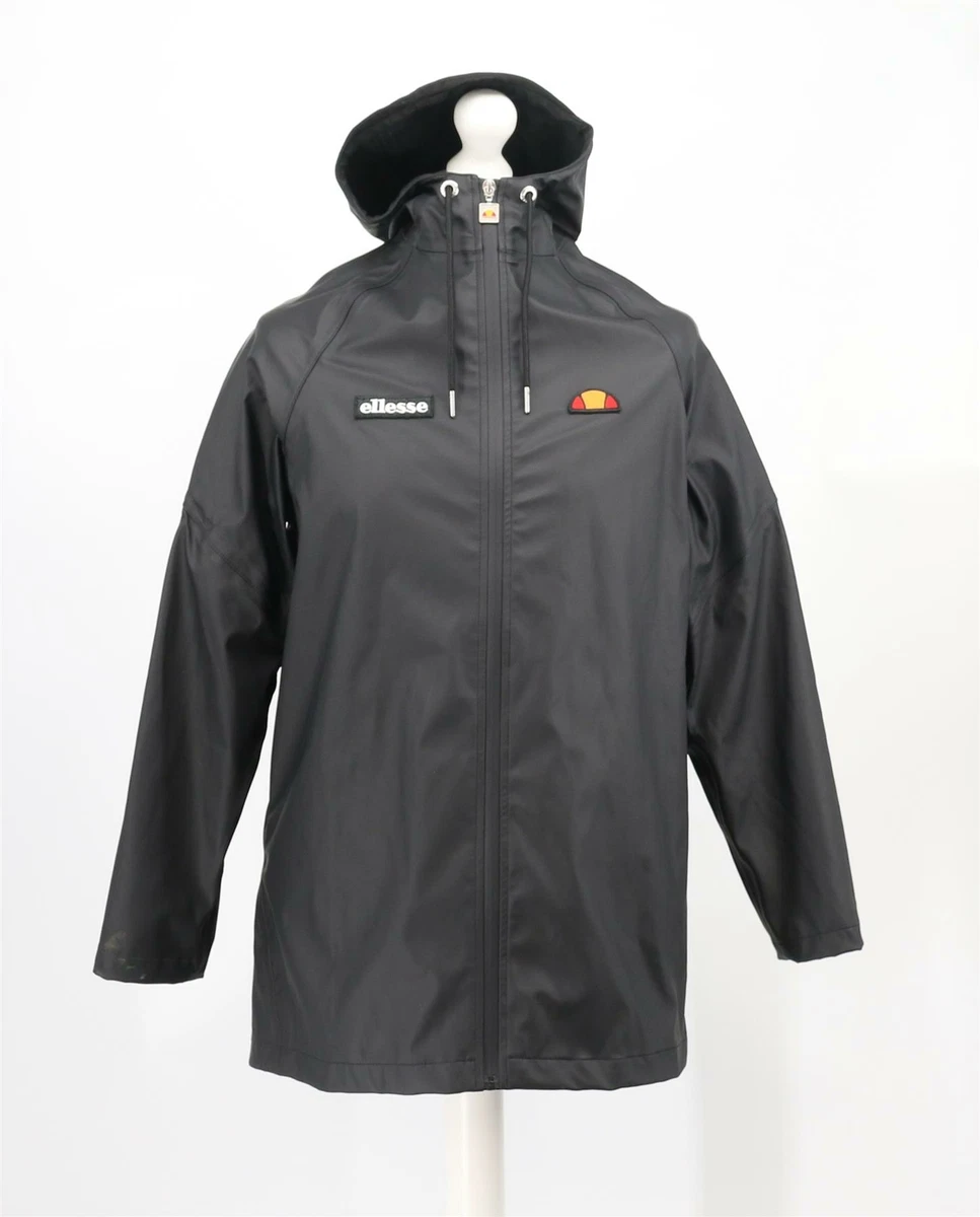 ELLESSE LADIES UK 12 BLACK LIGHTWEIGHT LONG RAIN JACKET COAT RRP