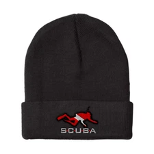 Beanies for Men Sport Scuba Diving Diver Flag Embroidery Acrylic Skull Cap