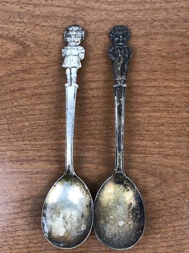 vintage silverplate campells soup kids spoon set boy girl