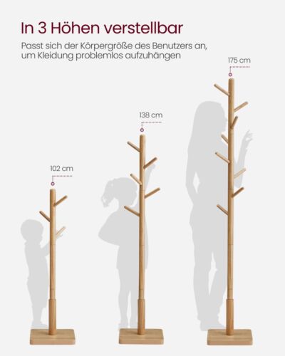 VASAGLE Garderobenständer Kleiderständer Massivholz Jackenständer Baumform - Bild 20 von 30