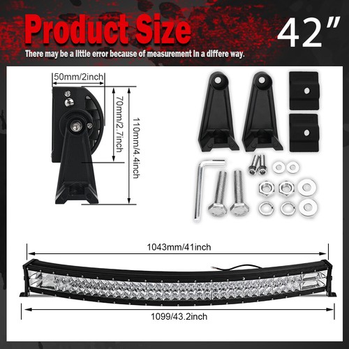 Fits FORD RANGER WILD TRAK Curved 42" LED LIGHT BAR With ROOF RAIL MOUNTS + Wire - Picture 2 of 12