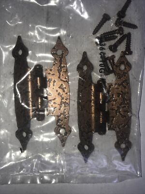 Vtg 3/8'' Offset H Hinge Hammered Copper Cabinet Door Williamsburg C-364 Hinges