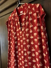 Toast Summer dress S 100% Cotton-block print-red-pockets