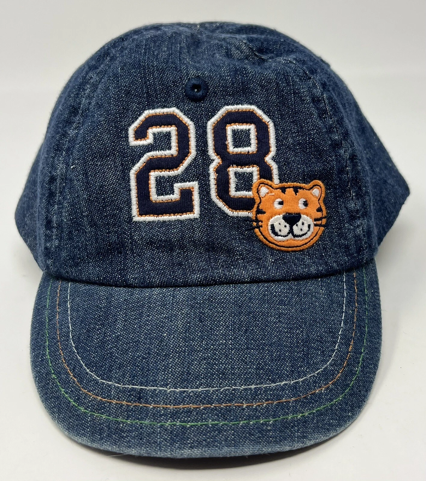 Carter’s Tiger 28 Baseball Hat Cap Denim Infant 3-9 Months Blue Animal Baby Gift
