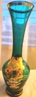 VINTAGE MURANO GLASS 8"VASE GREEN EMERALD W/ GOLD
