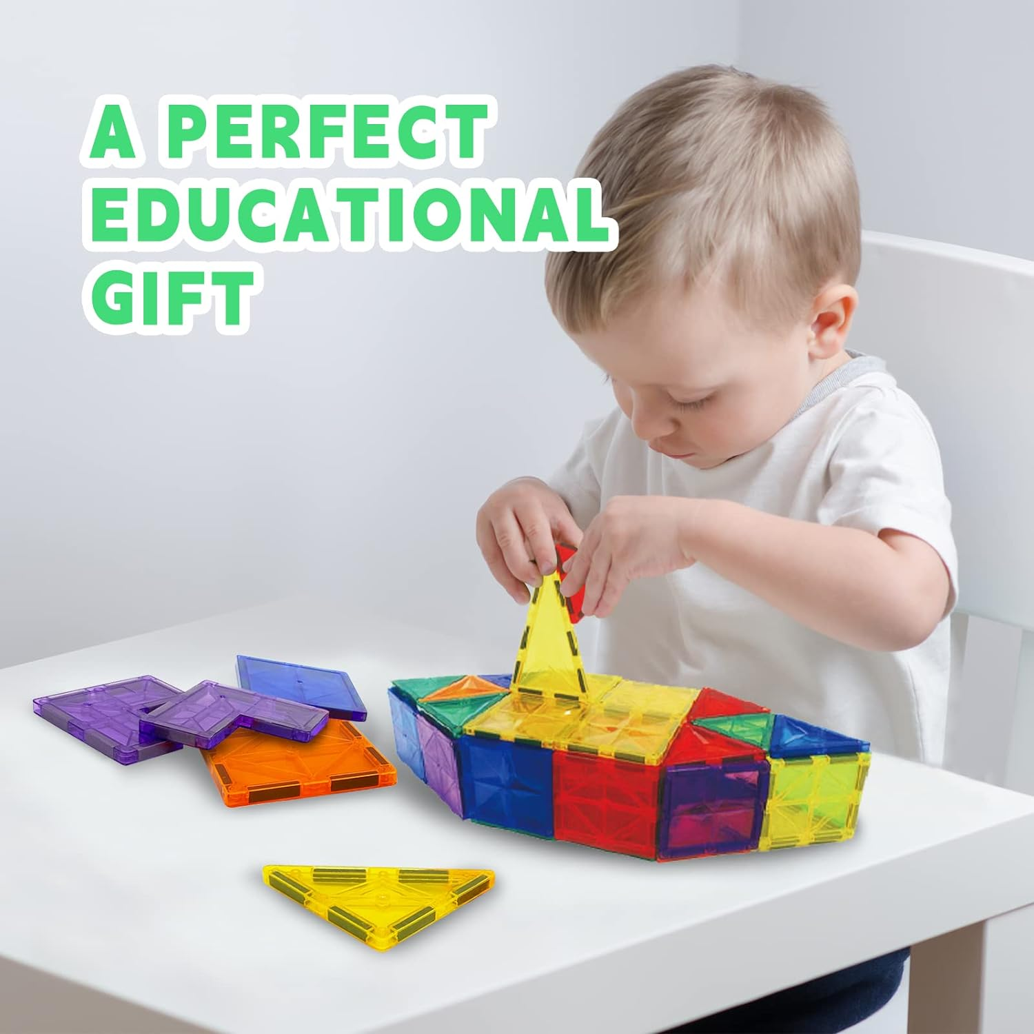 120Pcs Tiles, Magnatiles Building Blocks, Kids Montessori Toys