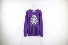 Vintage 90s Streetwear Womens Large Distressed Flower Crewneck Sweatshirt USA