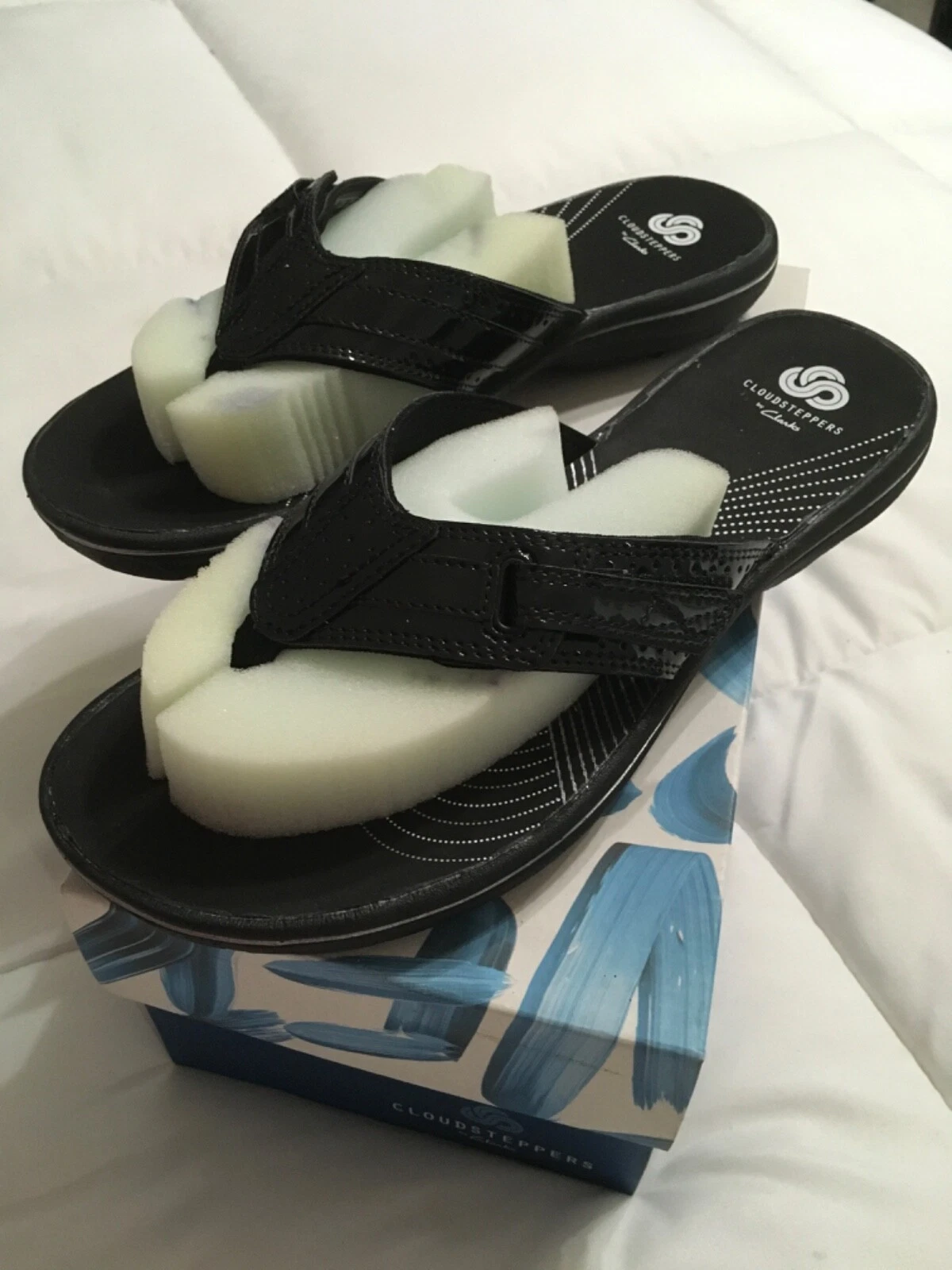 Sandali neri da donna Cloudsteppers by Clarks Brinkley Reef infradito taglia 9 nuovi