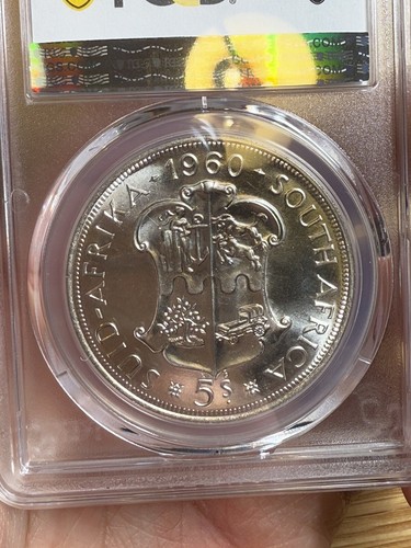 1960 South Africa Silver 5 Shillings, 50th Anniversary, PCGS PL-67 - Afbeelding 11 van 11
