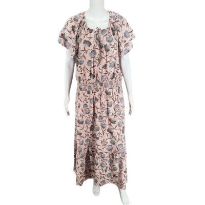 Destination 365 Trendy Allover Printed Dress w Smocking Large Sz Modern Top  | eBay