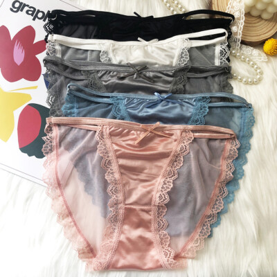 5 Pack Lot Womens Sexy Satin Panties Brief String Sheer Back Lingeries Underwear