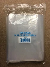 9" x 12" Zip Lock Poly Bags Clear 2MIL - 100 Pack - NEW