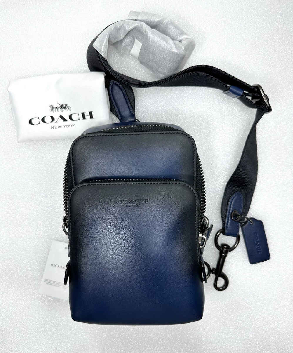 Coach Gotham Sling Pack 13 Bag in Deep Blue Glovetanned Coach Gotham Sling Pack 13 Bag in Deep Blue Glovetanned