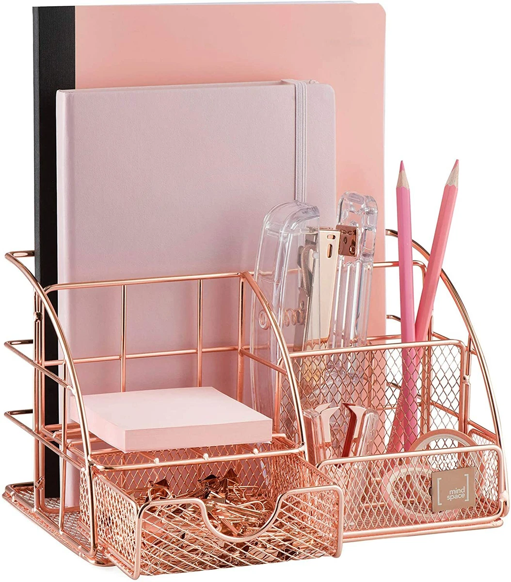 Rose Gold Desk Accessories, Desk Organizer & Office Decor for Women, Office  Supp