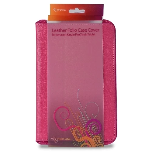 rooCASE for Amazon Kindle Fire 7 - Ultra-Slim Leather Folio Case (Magenta - Sing - Image 2 of 4