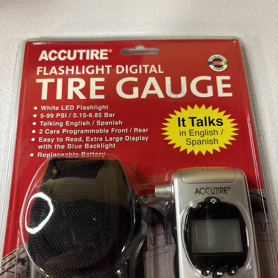 Accutire Talking Digital Tire Gage Flashlight English/Spanish MS-4201 Brand New - Image 2 of 4