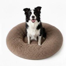 Large Donut Washable Dog Bed for Medium Dogs, Round Calming Cuddler for Cats,...