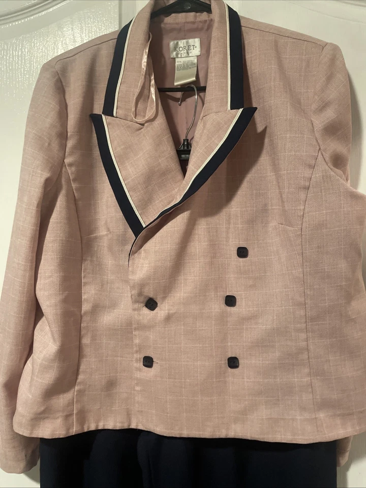 Vestido Koret Mujer Pantalón Traje Rosa/Azul Marino Almohadillas para los Hombros Pantalones Elásticos Espalda Talla 14 Foto 2 de 4