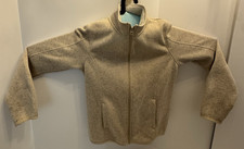 Swiss Tech Kids Beige Zip Up Fleece Coat Pockets Size M 8/10