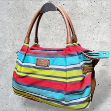 m1211 kate spade New York MultiColor Canvas Leather Shoulder Bag A4 Tote