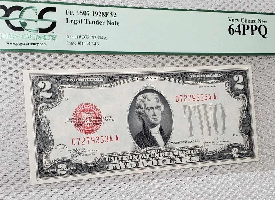 1928 F $2 United States Note Legal Tender Red Seal PCGS UNC 64PPQ - Image 3 of 4