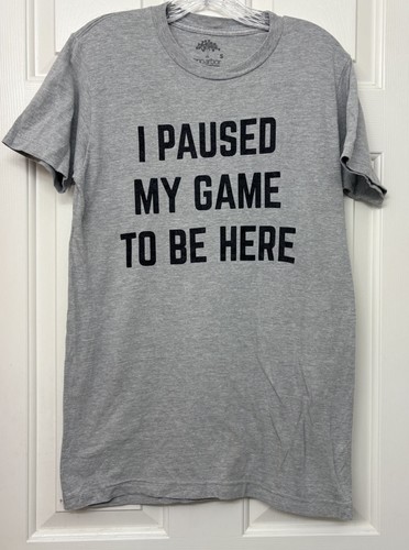 Ann Arbor T-Shirt Co I Paused My Game To Be Here Gray Gamer Graphic Tee Small S