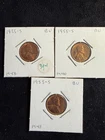 Lot of (3) 1955-S Mint Lincoln Wheat Cent Penny 1c BU UNCIRCULATED Coins M43