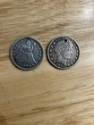 1854 Seated liberty & 1897 Barber quarters holed as shown