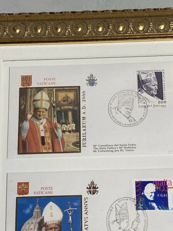 Framed Vatican City First Day Covers Stamp Set Pope John Paul II Vacante 2005 - Image 2 of 4