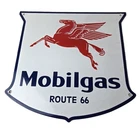 Vintage Mobil Sign - Route 66 Gasoline Pegasus Gas Pump Porcelain Sign