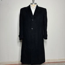 Hart Schaffner Marx Black 46 Pure Virgin Wool Overcoat Mens Large Dayton's